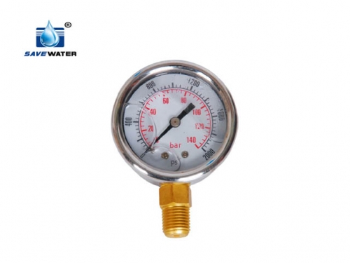 Painted steel pressure gauge with rear entry